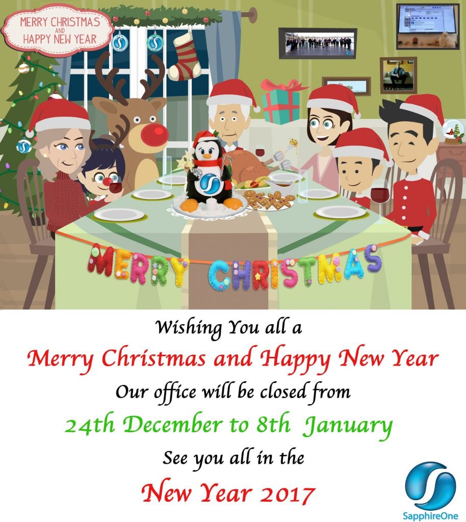 Merry Christmas and happy Holiday From SapphireOne Team 2017