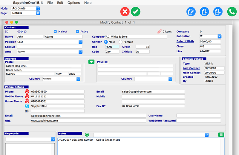 SapphireOne softphone timestamp