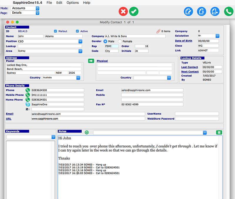 Softphone allows write notes track conversation 