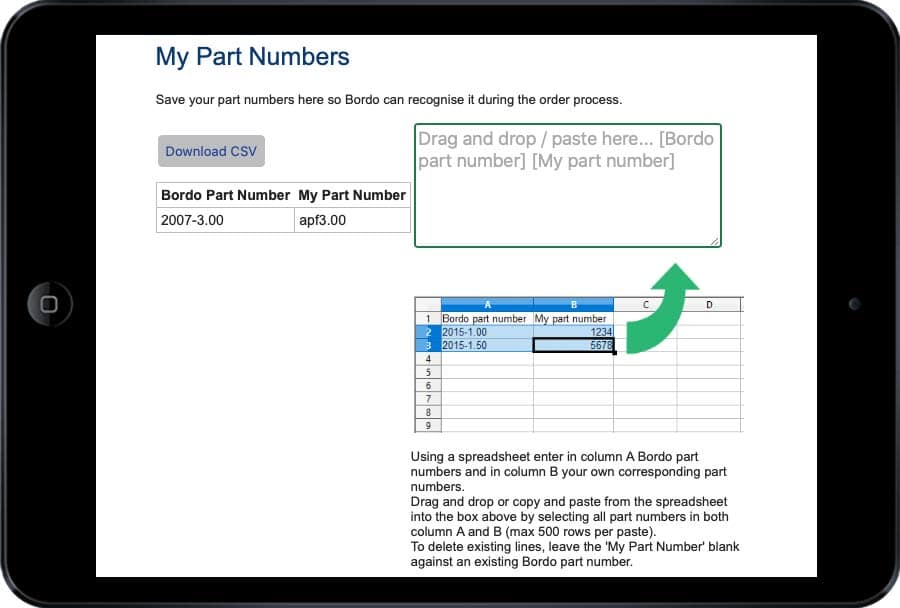 My Part Numbers
