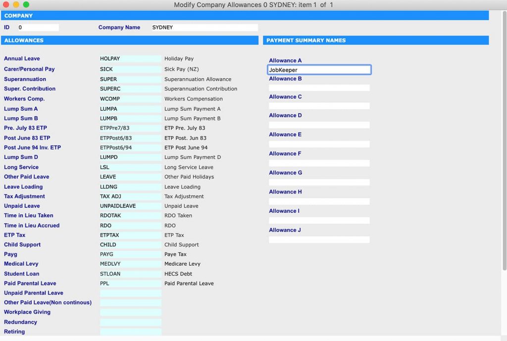 Create start and finish date for Job Keeper