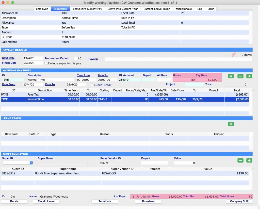 JobKeeper setup for person gets $2000 per fortnight 