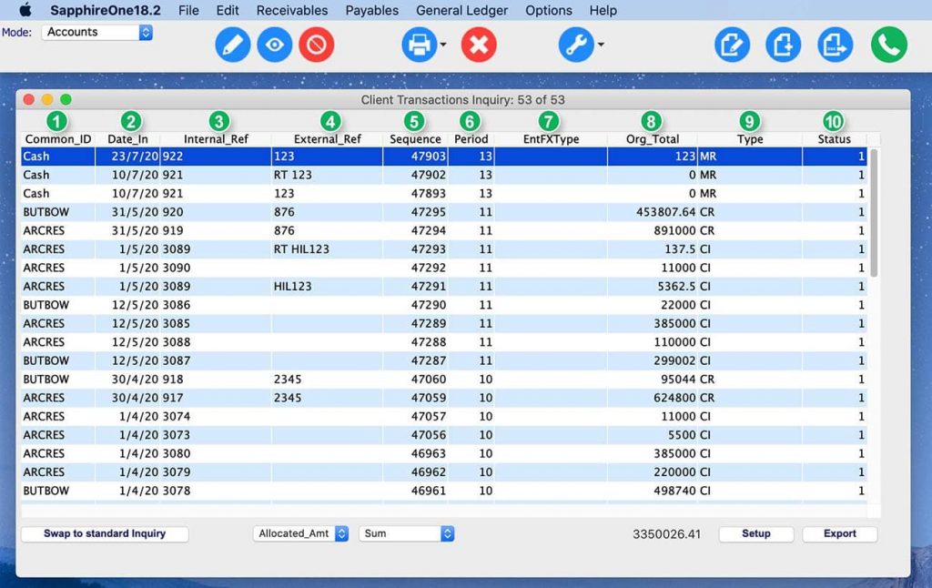 The Accounts Receivables Transactions Inquiry in our Business Accounting Software