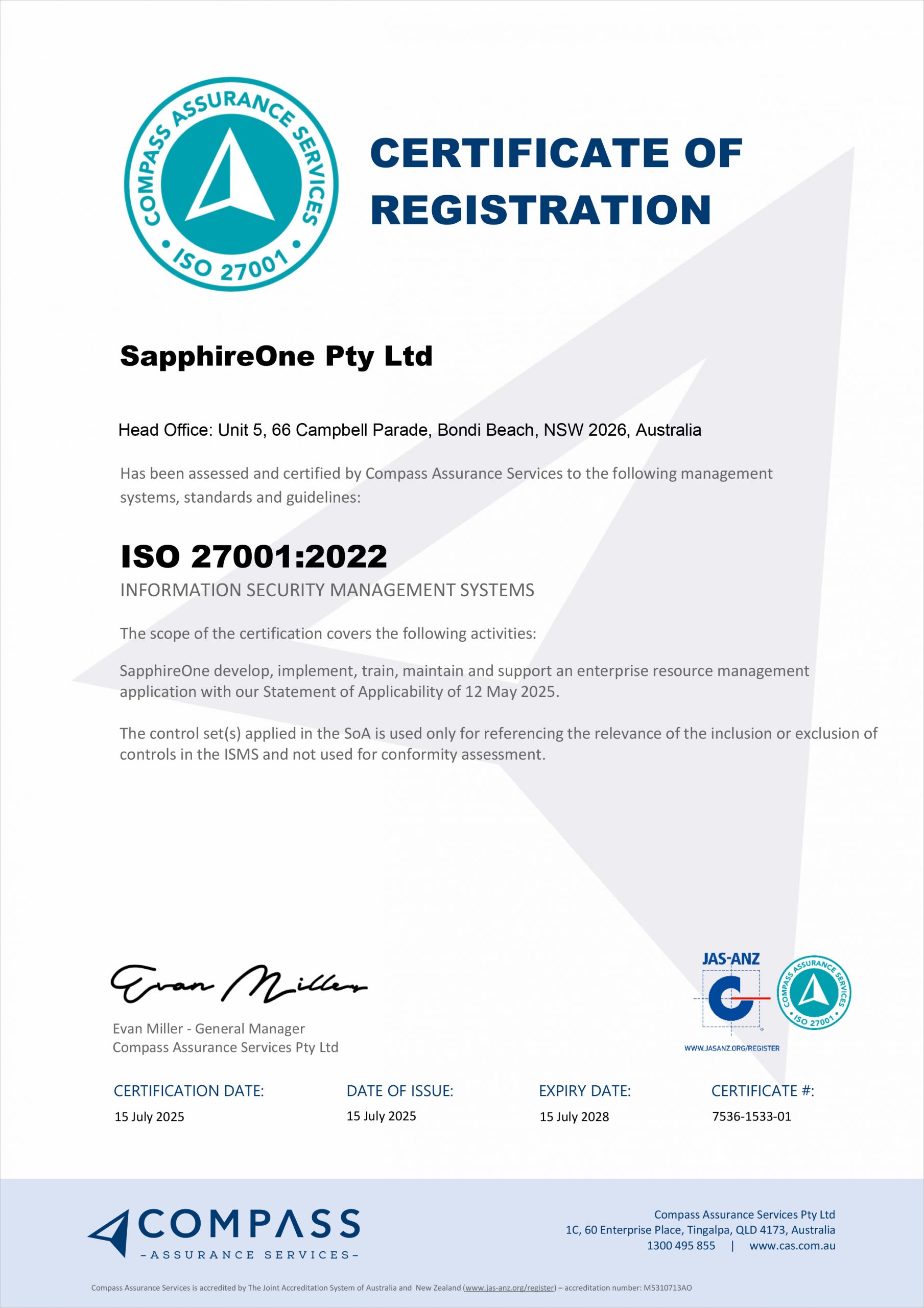 ISO27001:2022 Certificate